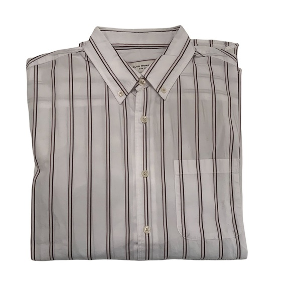 Club Monaco Men’s Slim Fit lLong Sleeves Buttons Down Strips Shirt size S & M - Picture 3 of 4